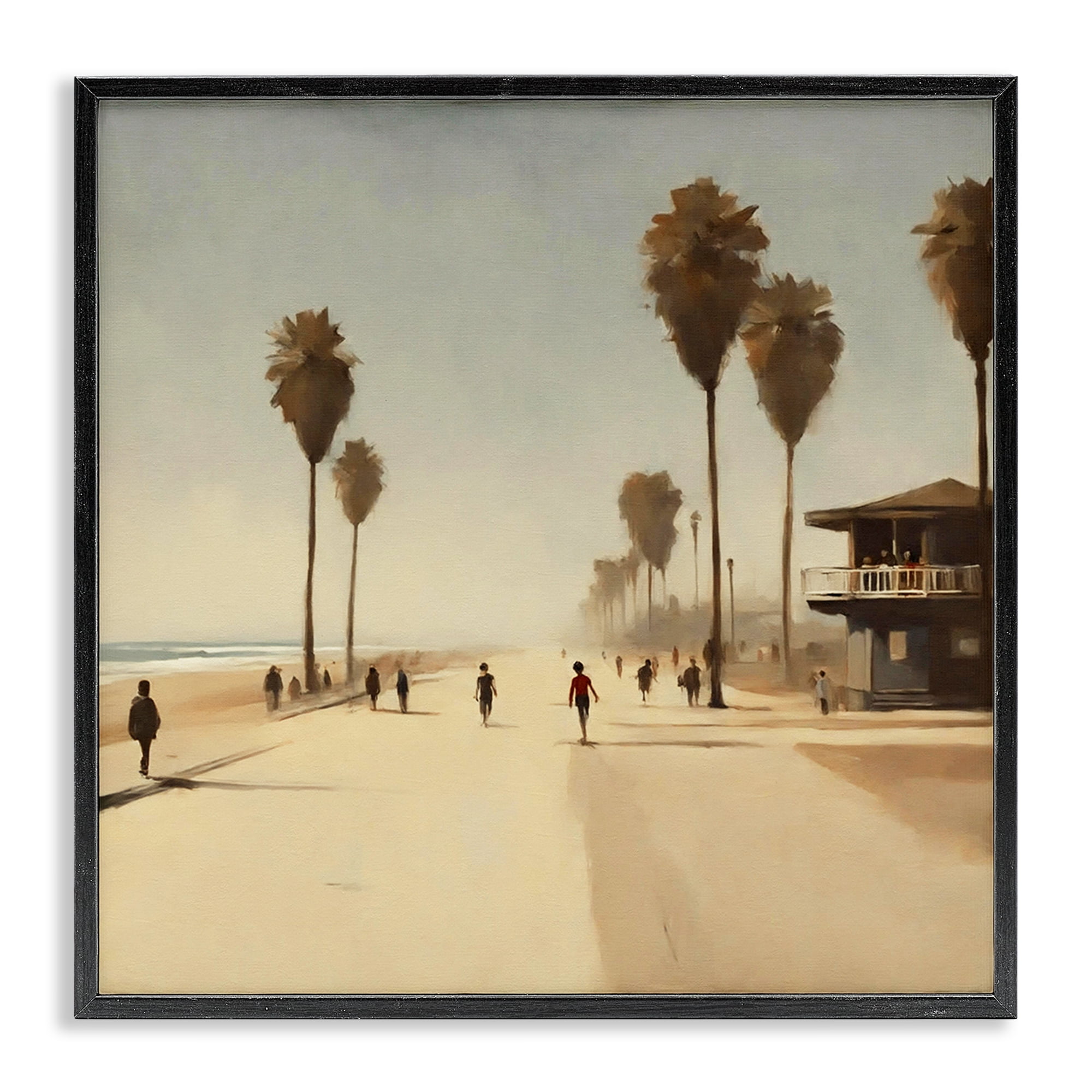Stupell Industries Tropical Beachside Track Landscape & Nature Painting Black Framed Art Print Wall Art, 17 x 17