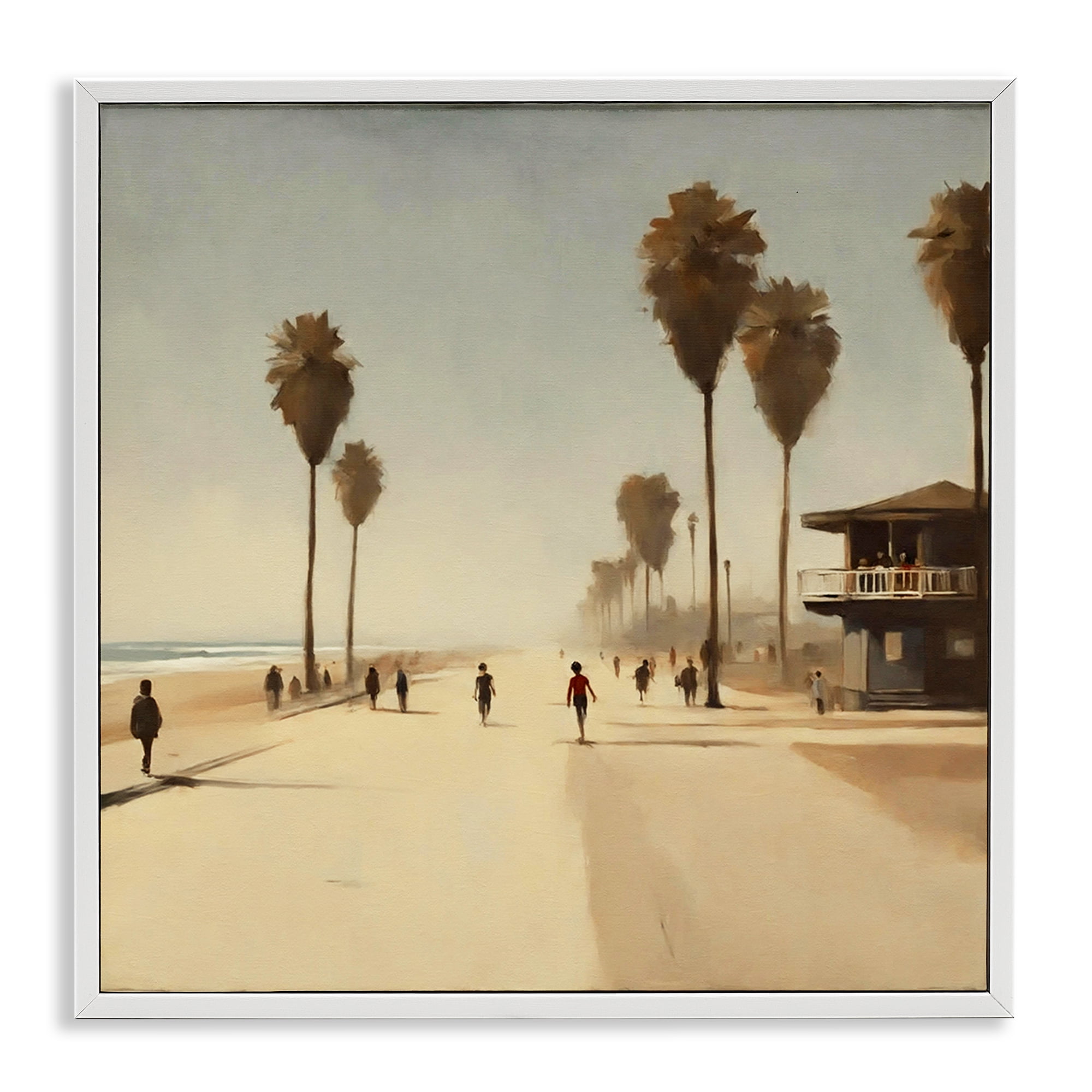 Stupell Industries Tropical Beachside Track Landscape & Nature Painting White Framed Art Print Wall Art, 12 x 12