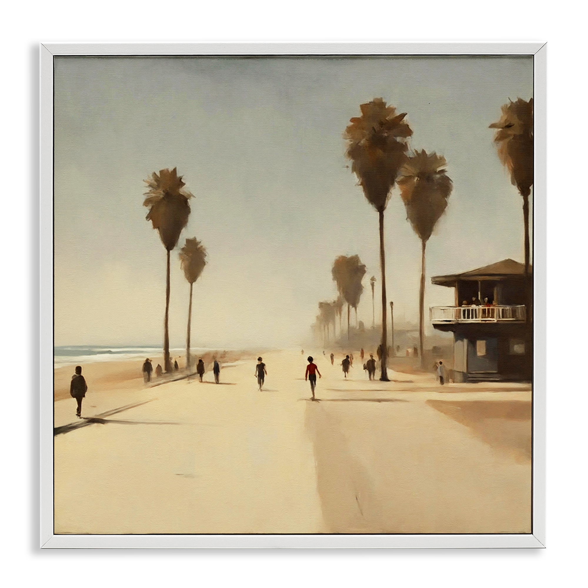 Stupell Industries Tropical Beachside Track Landscape & Nature Painting White Framed Art Print Wall Art, 17 x 17