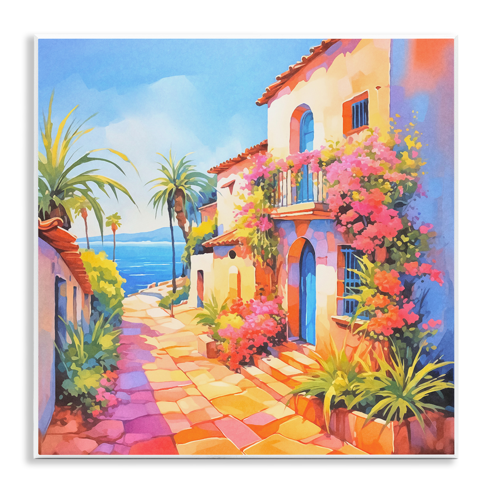 Stupell Industries Tropical Bella Vista Scenic & Cityscapes Painting Unframed Art Print Wall Art, 12 x 12