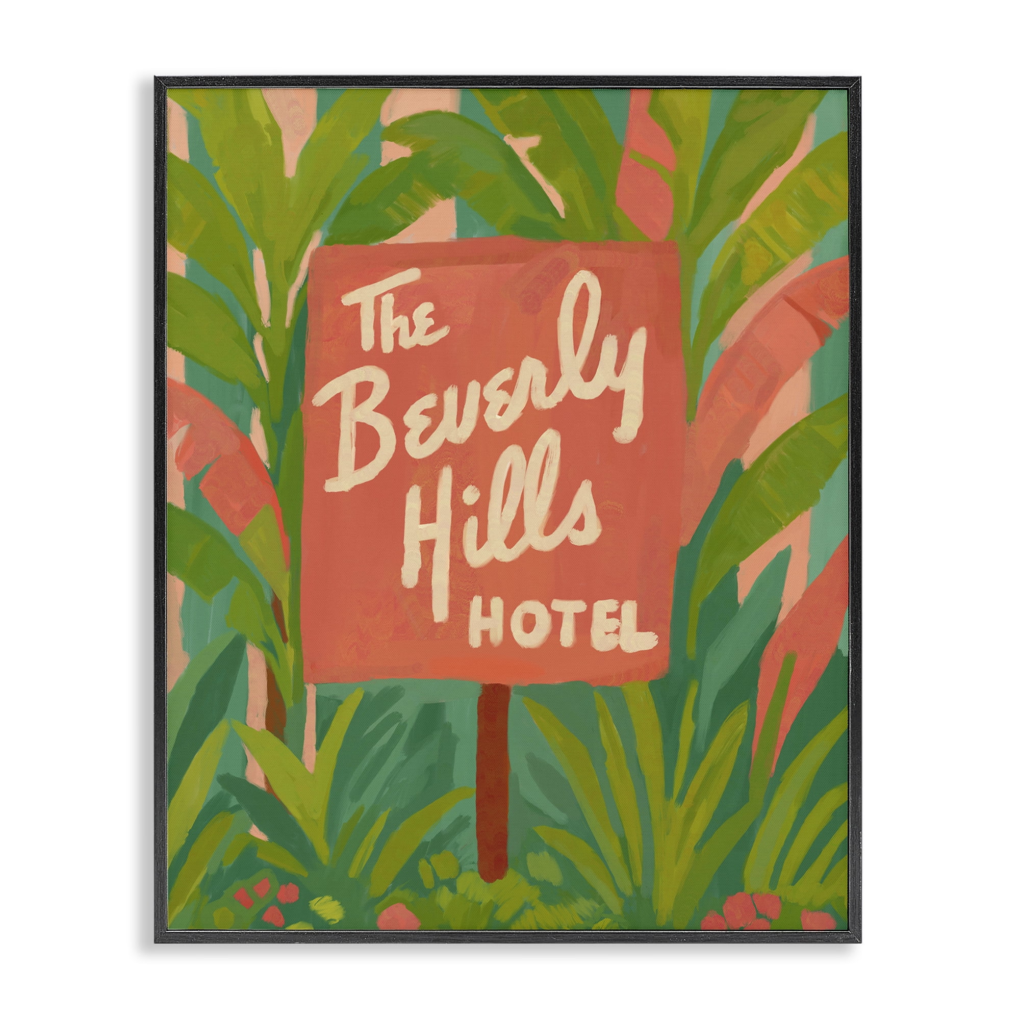 Stupell Industries Tropical Beverly Hills Hotel Black Framed Giclee Art, design by Amelia Noyes