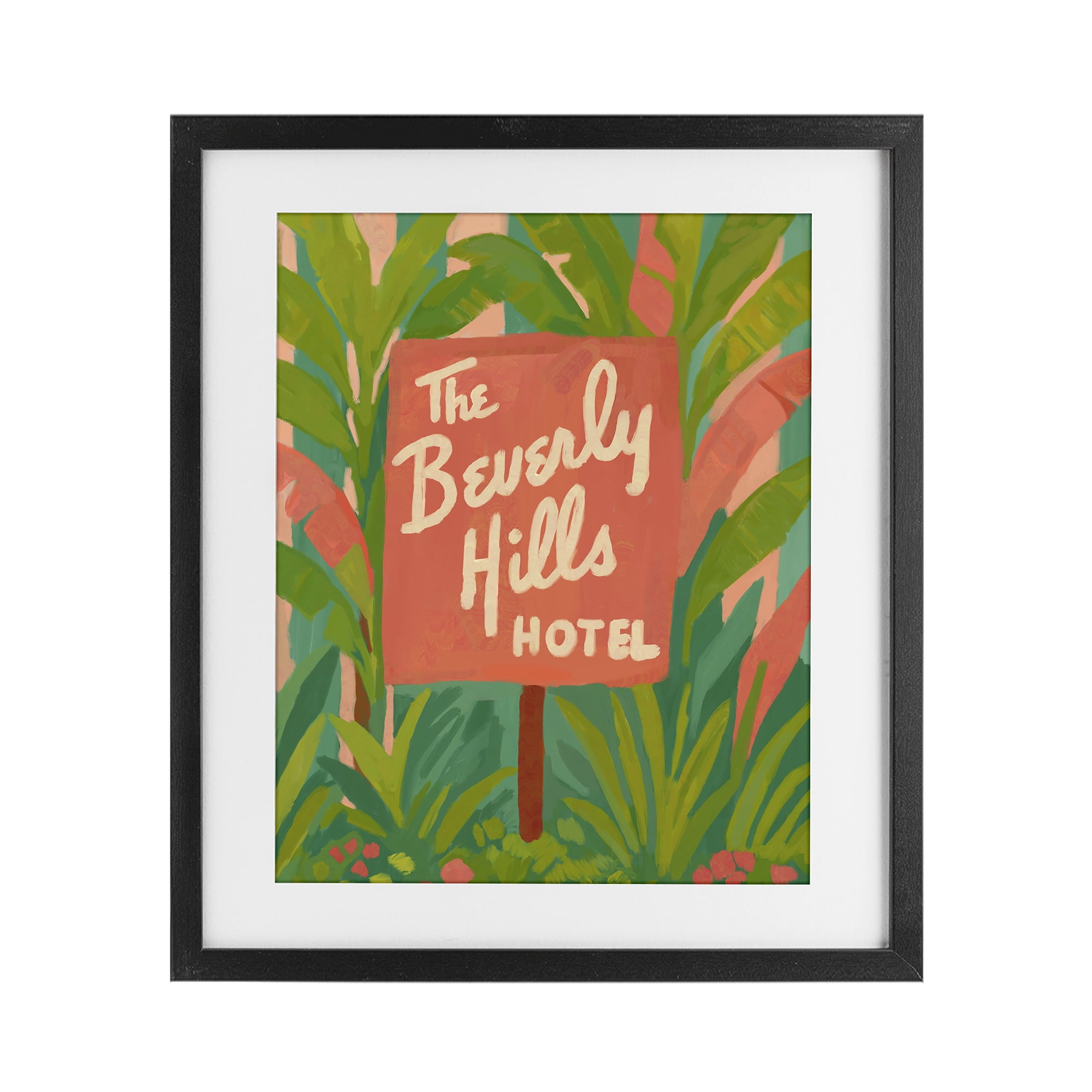 Stupell Industries Tropical Beverly Hills Hotel Black Framed Print Under Glass, design by Amelia Noyes