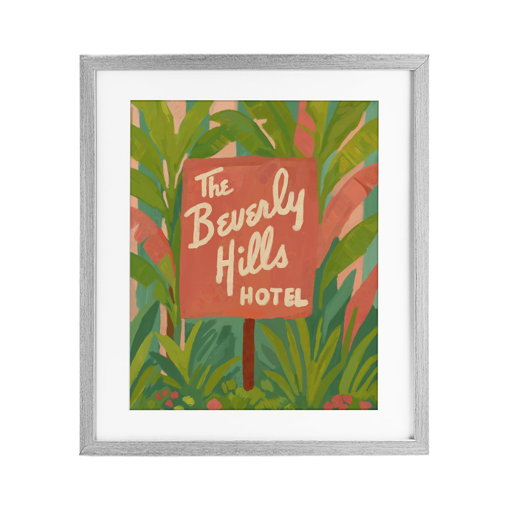 Stupell Industries Tropical Beverly Hills Hotel Gray Framed Print Under Glass, design by Amelia Noyes
