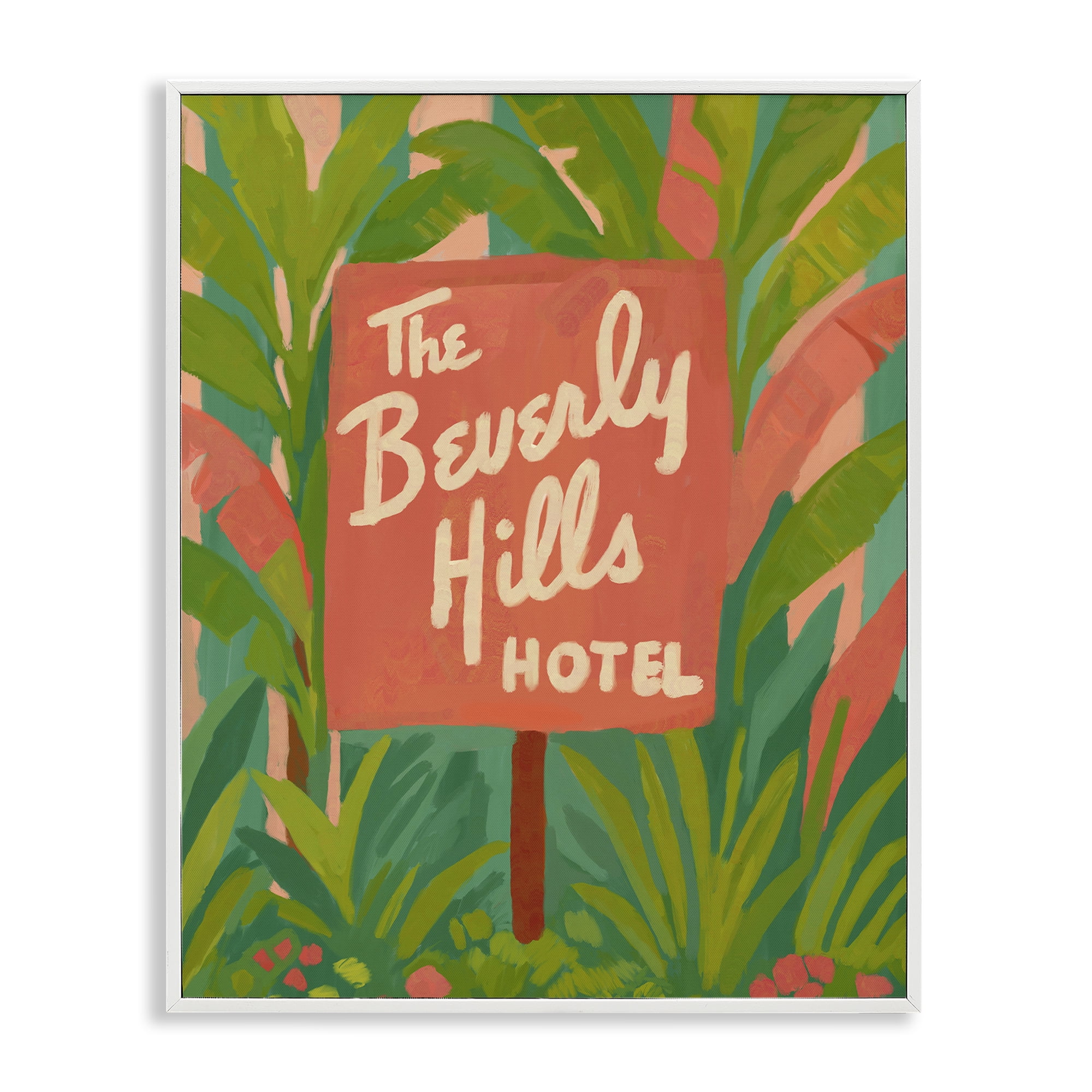 Stupell Industries Tropical Beverly Hills Hotel White Framed Giclee Art, design by Amelia Noyes