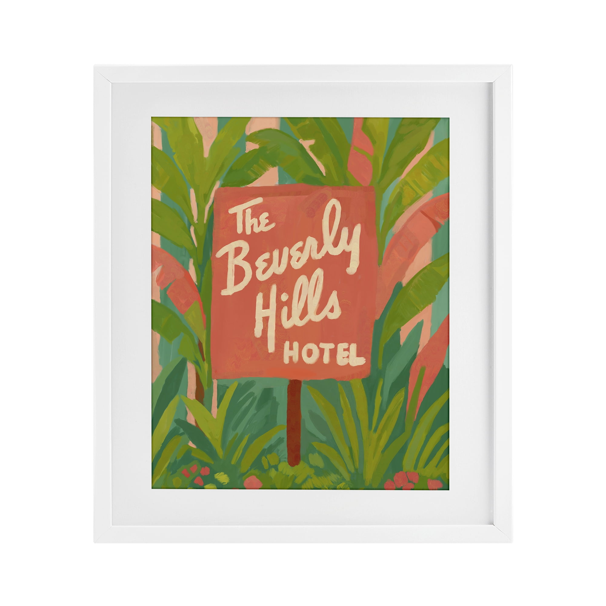 Stupell Industries Tropical Beverly Hills Hotel White Framed Print Under Glass, design by Amelia Noyes