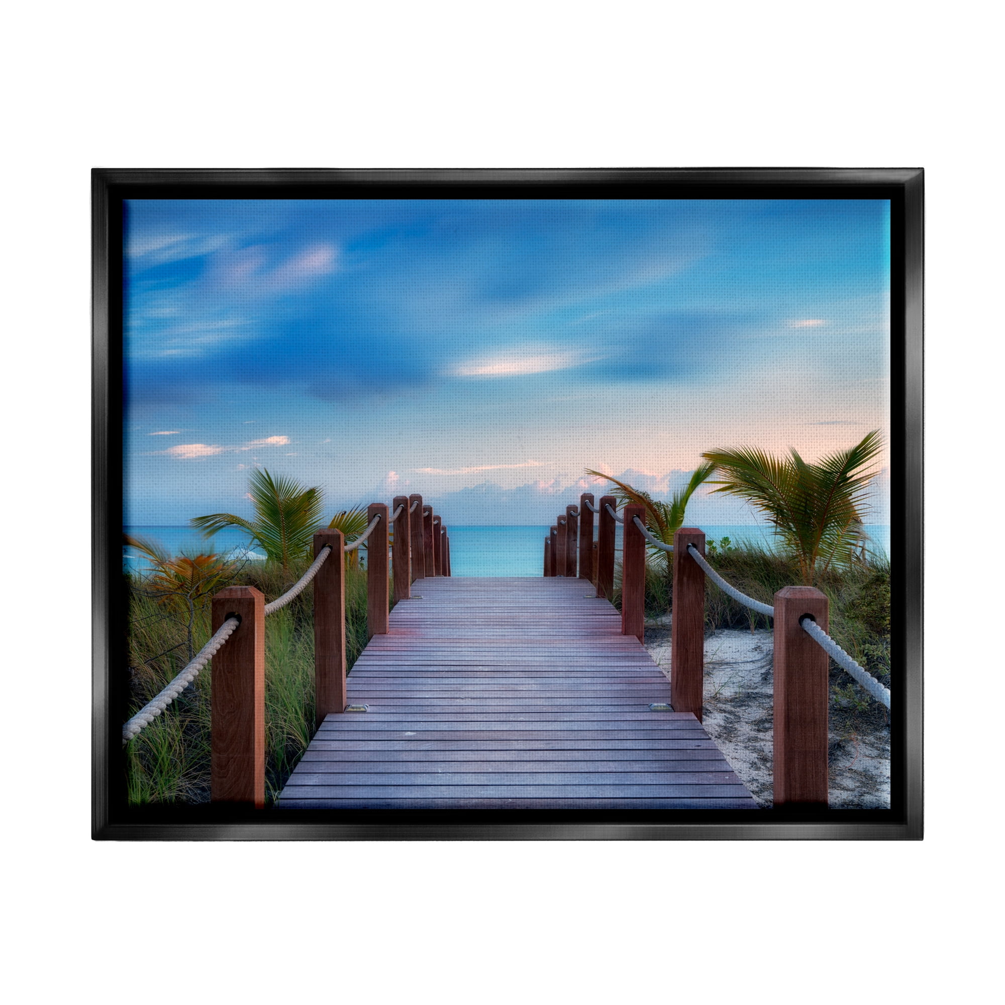 Stupell Industries Tropical Boardwalk Beach Path Coastal Photography Black Floater Framed Art Print Wall Art