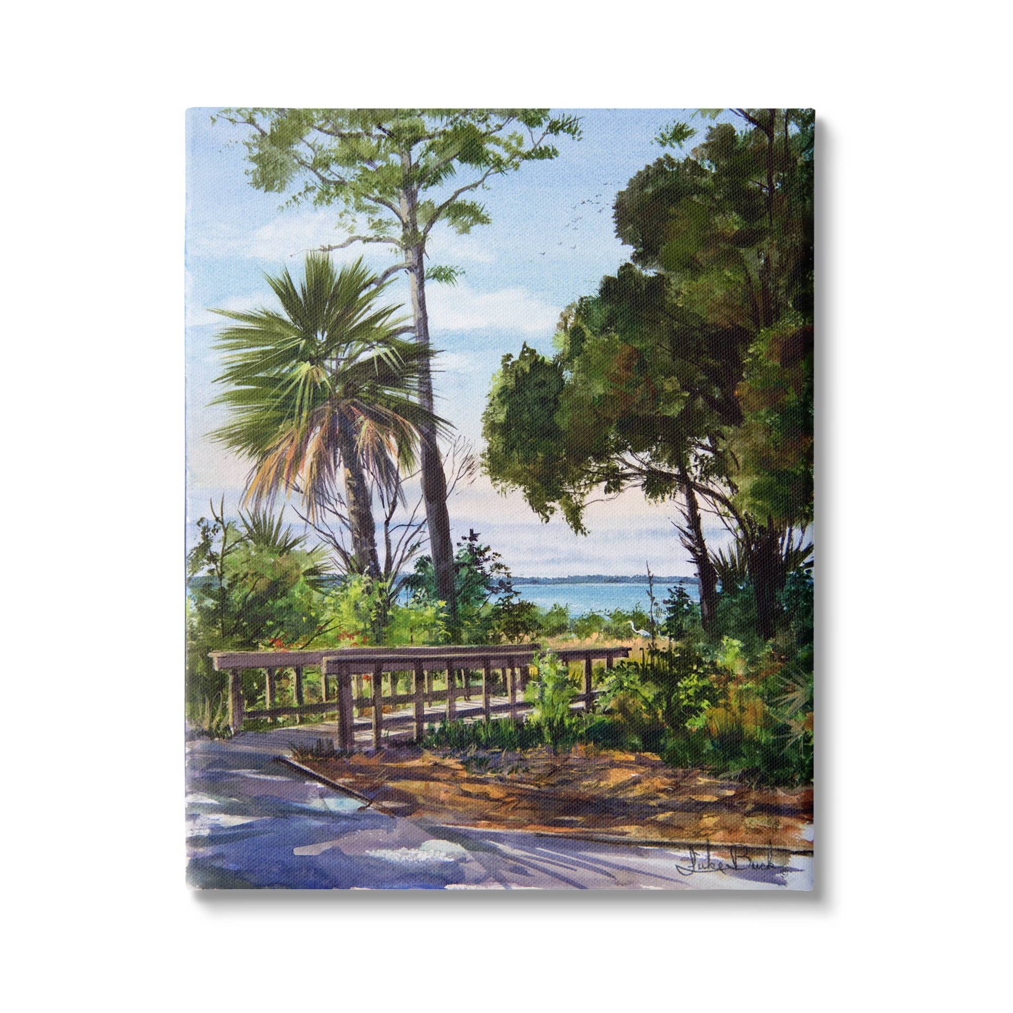 Stupell Industries Tropical Boardwalk Landscape Nature Painting Gallery Wrapped Canvas Print Wall Art, 30 x 40
