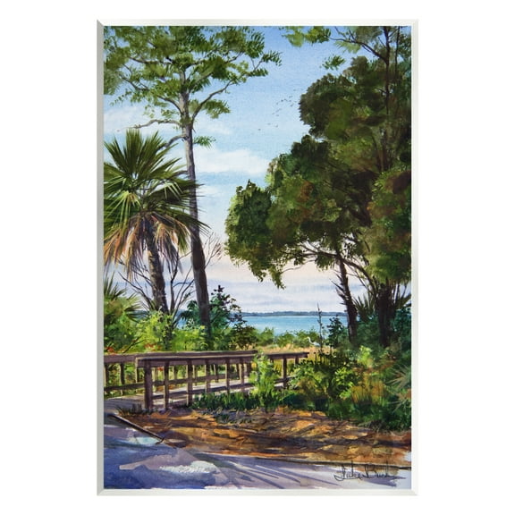 Stupell Industries Tropical Boardwalk Landscape Nature Painting Unframed Art Print Wall Art, 10 x 15