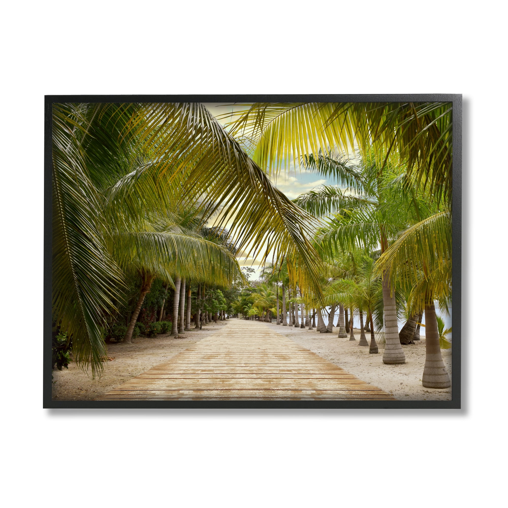 Stupell Industries Tropical Boardwalk Path Landscape Photography Black Framed Art Print Wall Art, 20 x 16