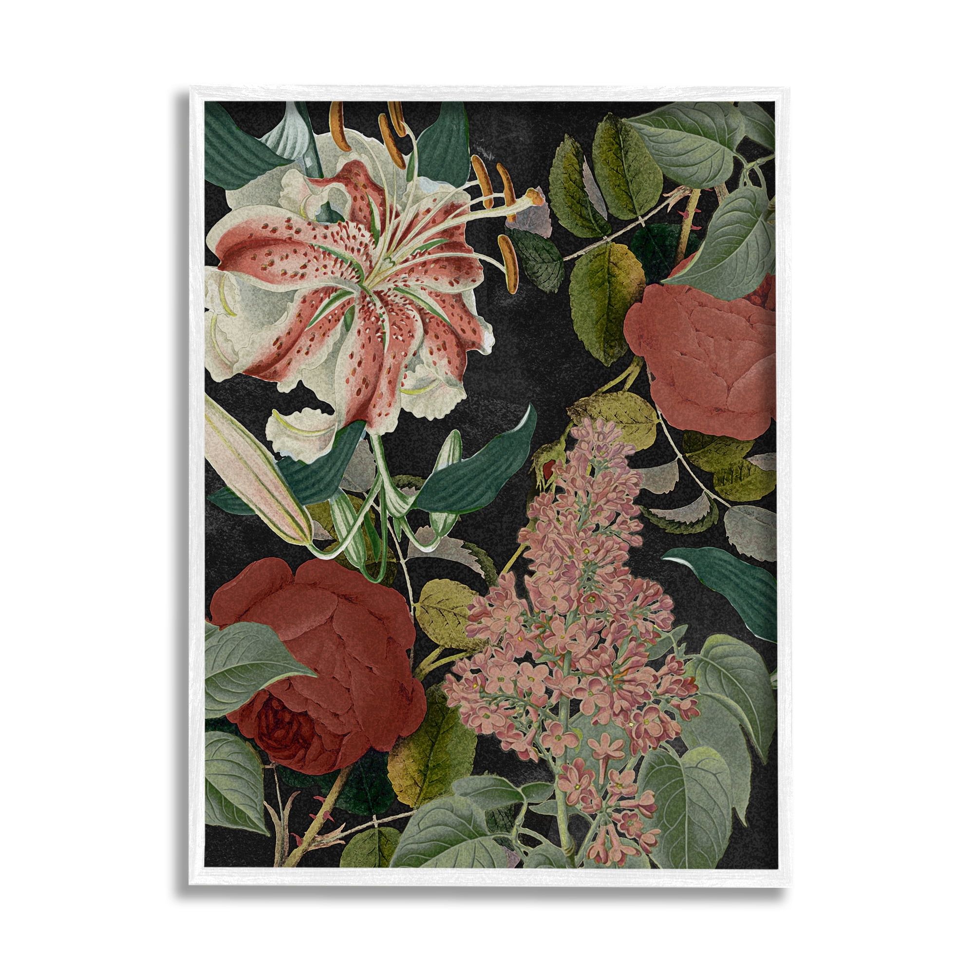 Stupell Industries Tropical Bohemian Floral Illustration Green Red Graphic Art Framed Art Print Wall Art, 11x14, By Daphne Polselli