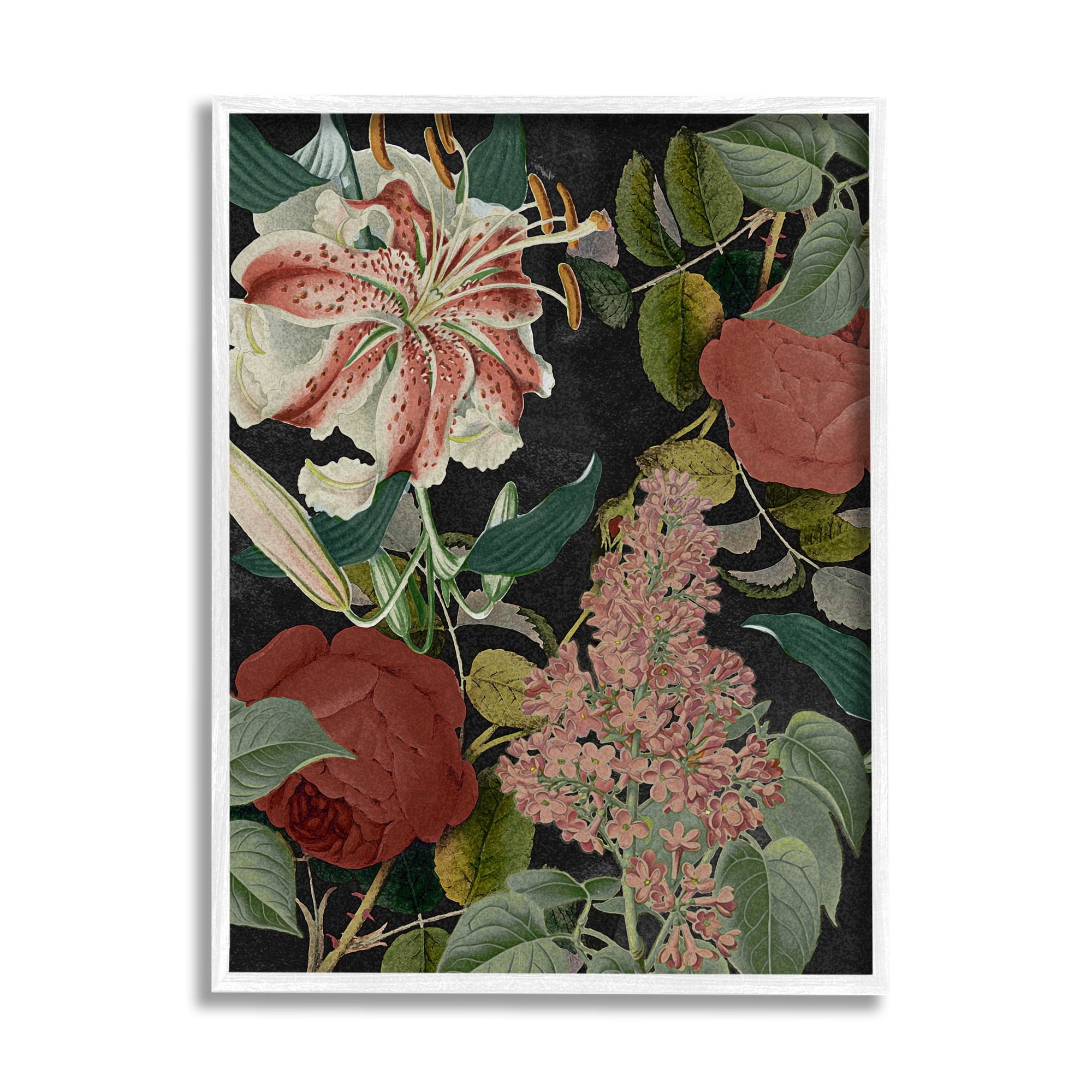 Stupell Industries Tropical Bohemian Floral Illustration Green Red Graphic Art Framed Art Print Wall Art, 24x30, By Daphne Polselli