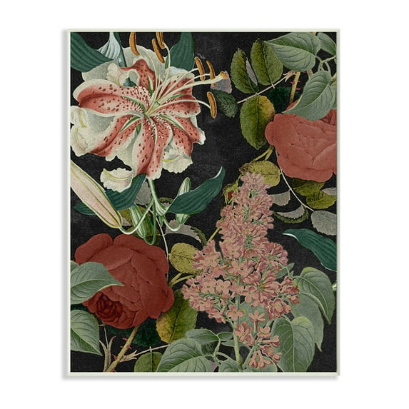 Stupell Industries Tropical Bohemian Floral Illustration Green Red Wall Plaque by Daphne Polselli