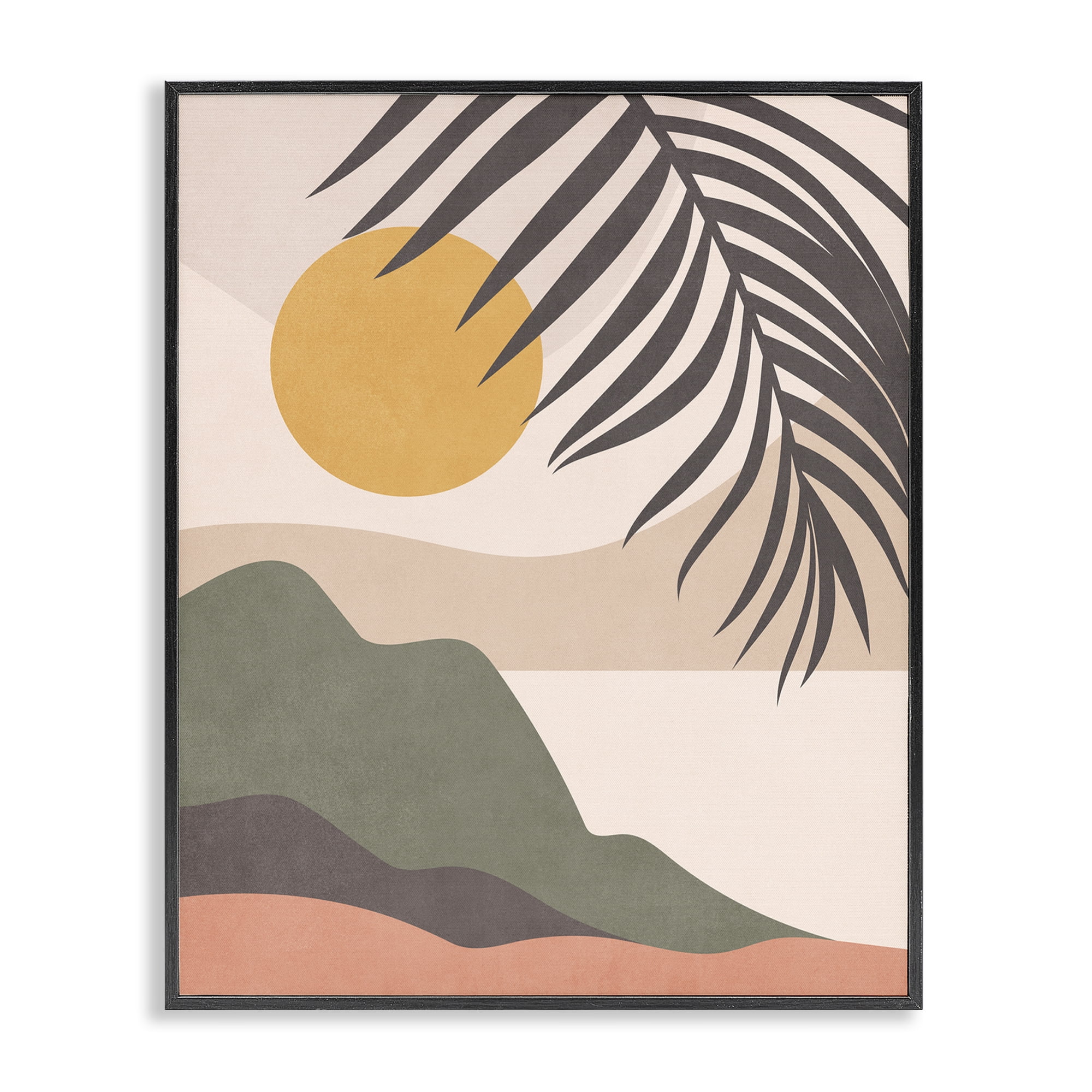 Stupell Industries Tropical Boho Scene Landscape & Nature Painting Black Framed Art Print Wall Art, 11 x 14