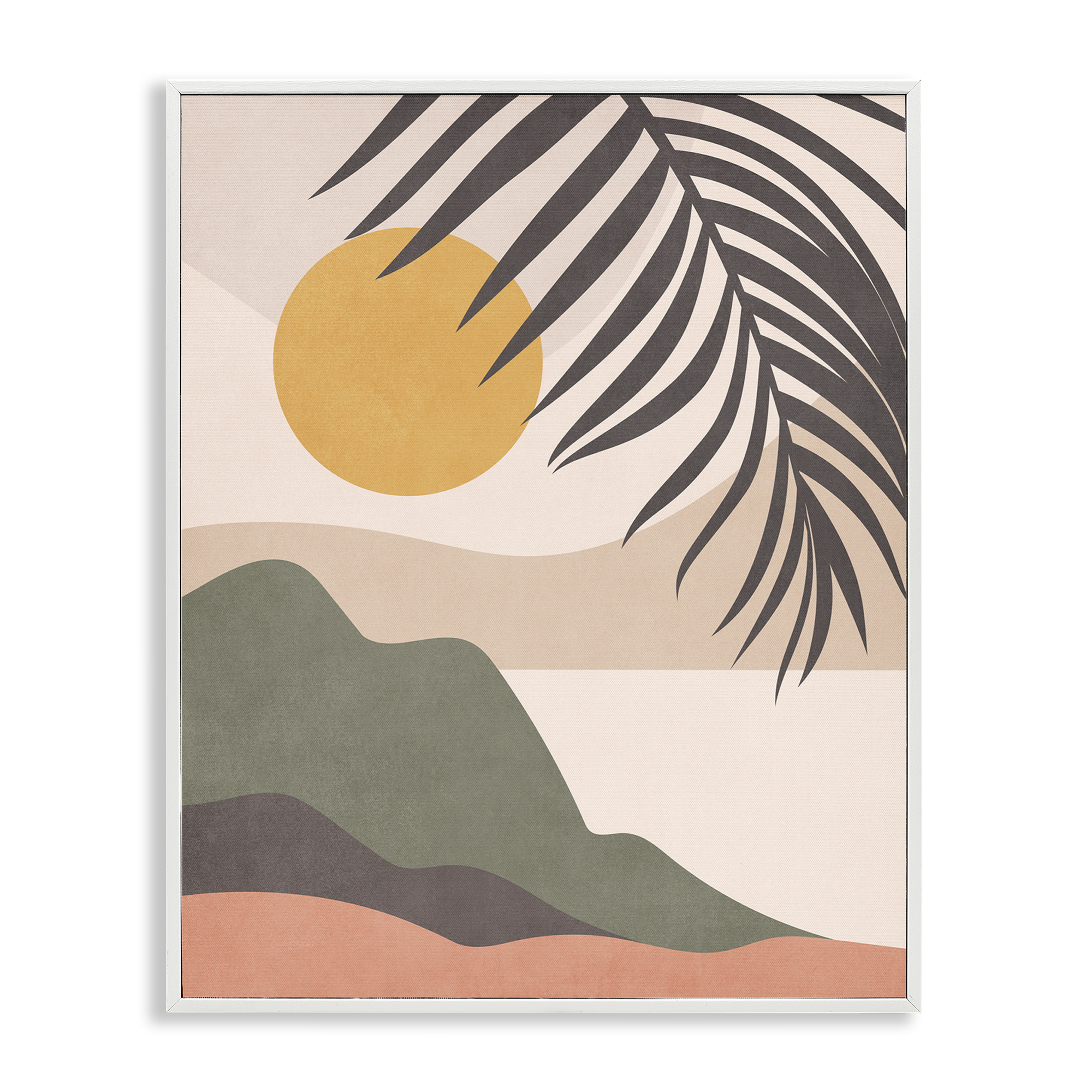 Stupell Industries Tropical Boho Scene Landscape & Nature Painting White Framed Art Print Wall Art, 16 x 20
