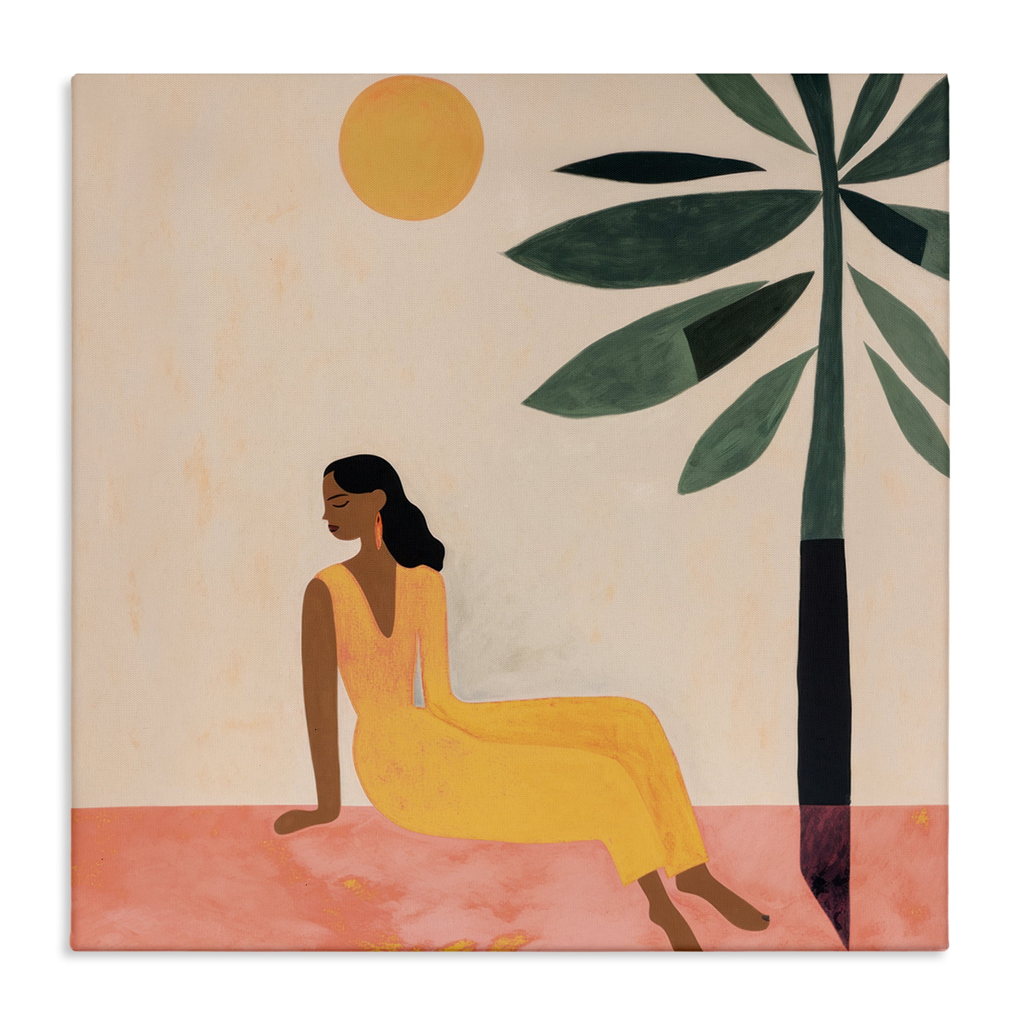 Stupell Industries Tropical Boho Woman People Painting Wrapped Canvas Art Print Wall Art, 30 x 30