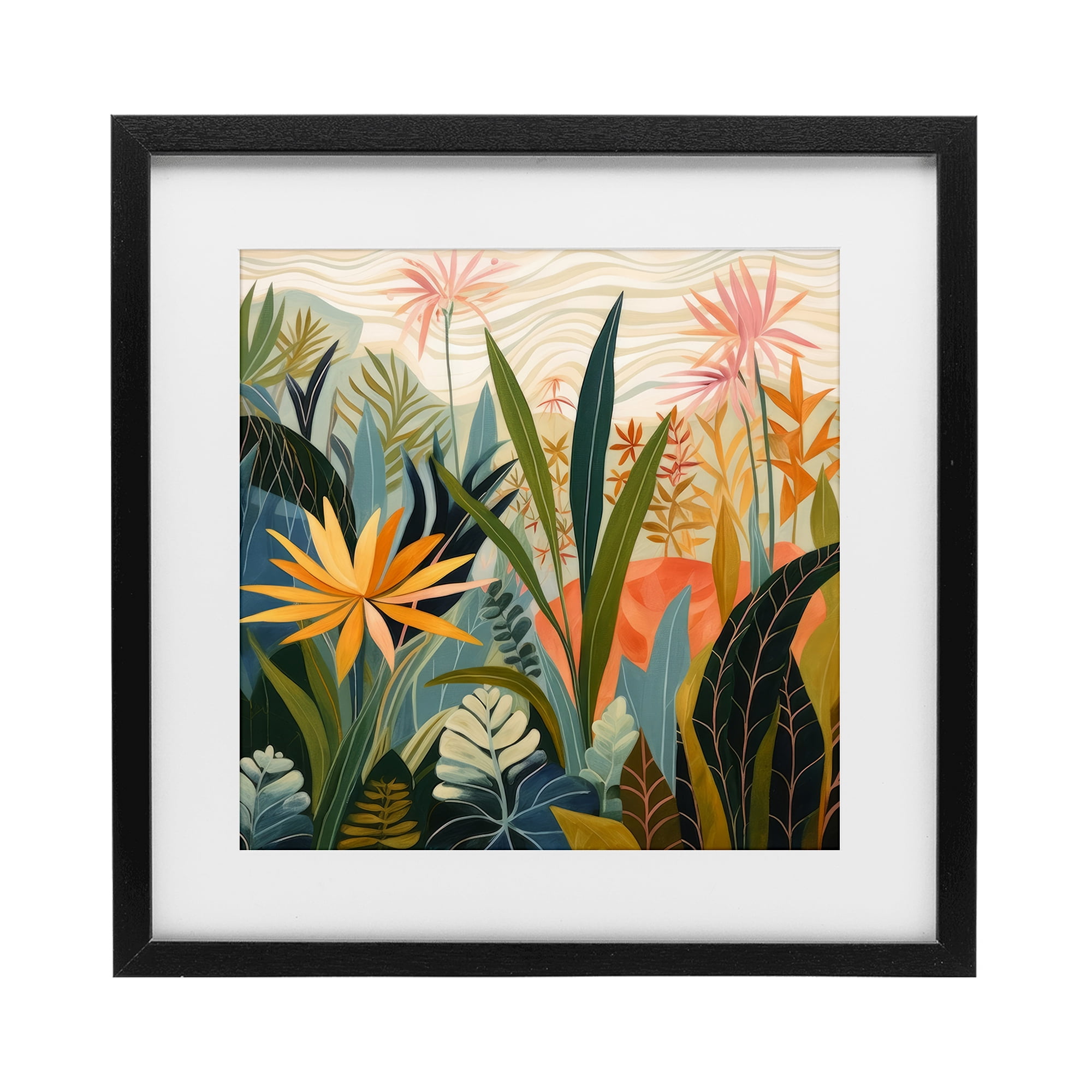 Stupell Industries Tropical Botanical Embrace Black Framed Print Under Glass, design by Lazar Studio