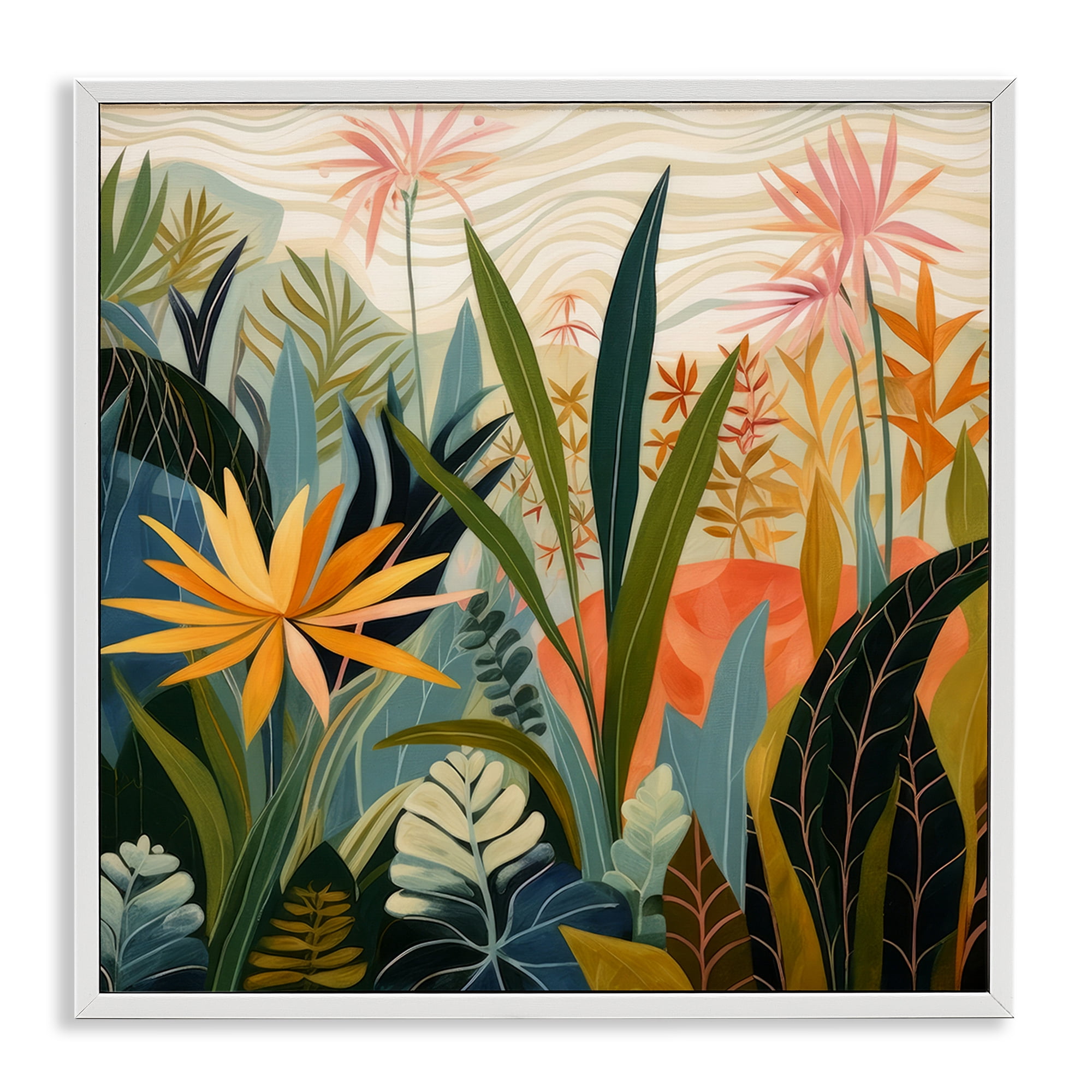 Stupell Industries Tropical Botanical Embrace White Framed Giclee Art, design by Lazar Studio
