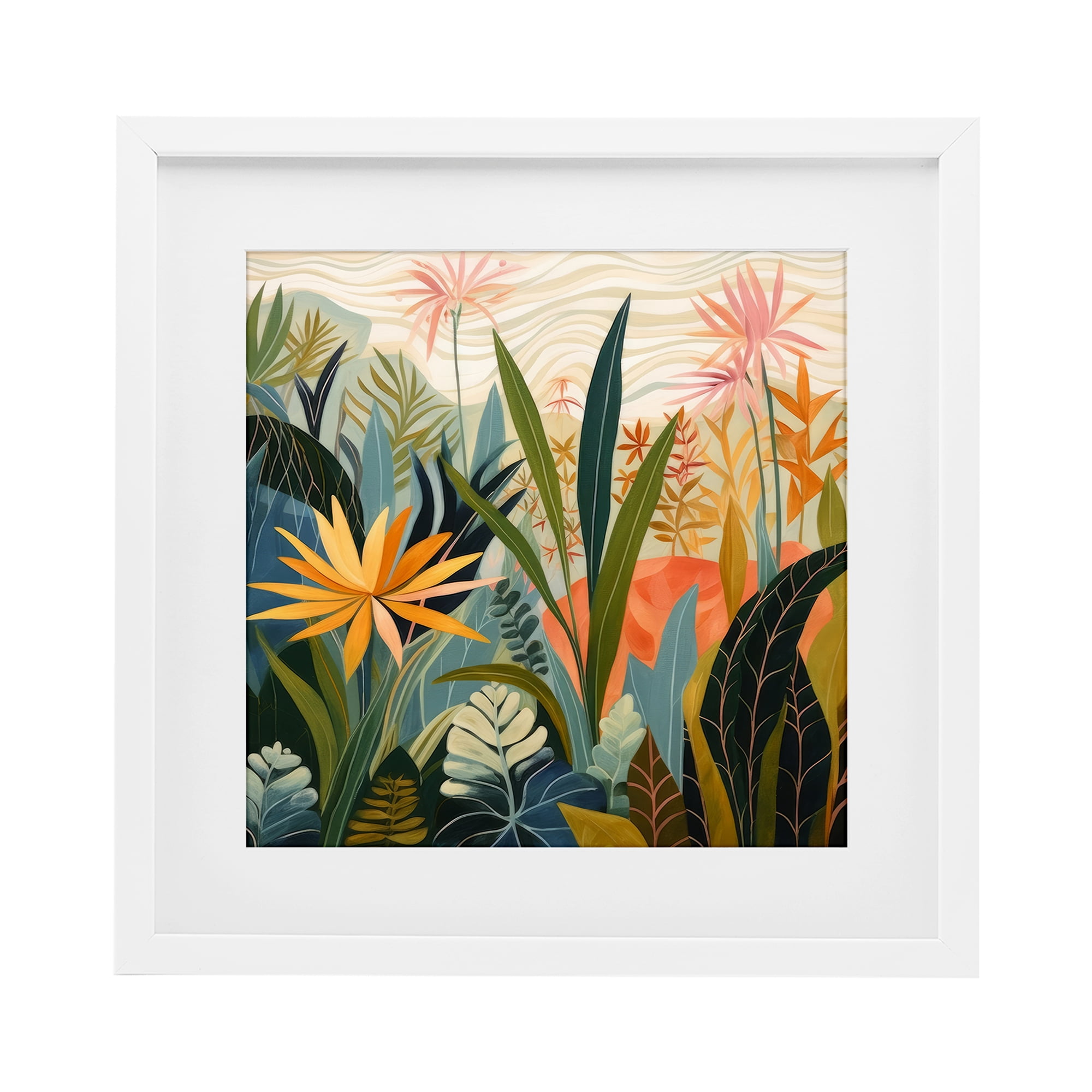 Stupell Industries Tropical Botanical Embrace White Framed Print Under Glass, design by Lazar Studio