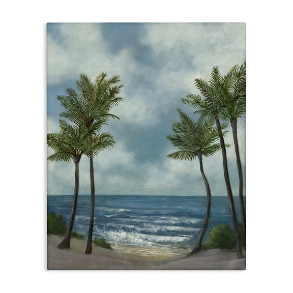 Stupell Industries Tropical Breaking Waves Landscape Painting Gallery Wrapped Canvas Art Print Wall Art, 16 x 20