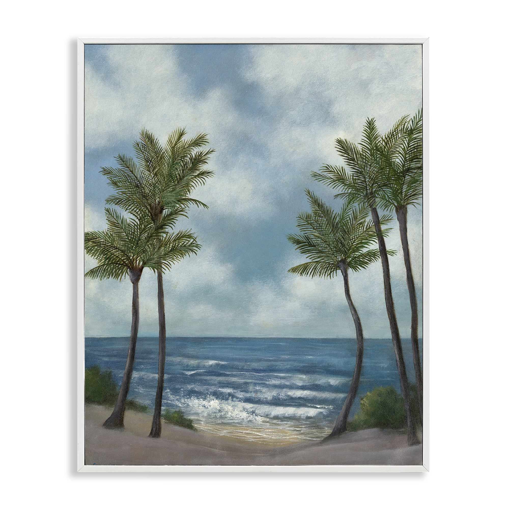 Stupell Industries Tropical Breaking Waves Landscape Painting White Framed Art Print Wall Art, 11 x 14
