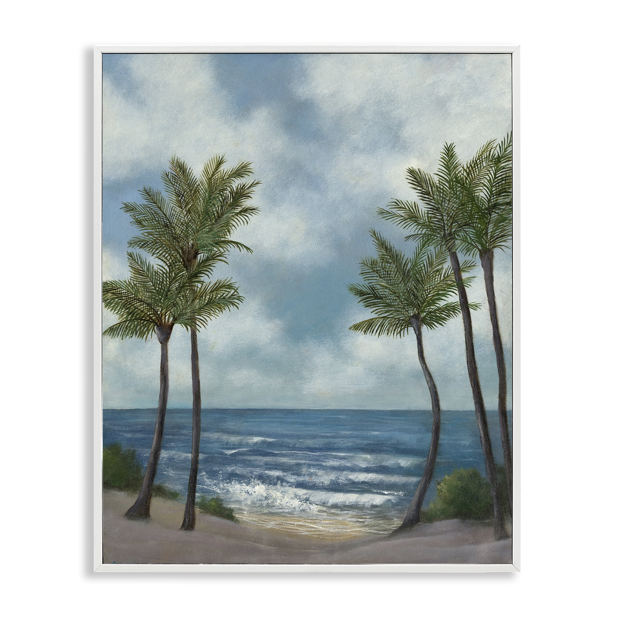 Stupell Industries Tropical Breaking Waves Landscape Painting White Framed Art Print Wall Art, 16 x 20