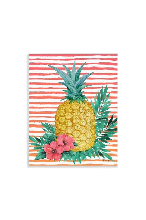 Industries Tropical Bright Pineapple Wall Plaque Art design by Paul Brent, 14 x 11
