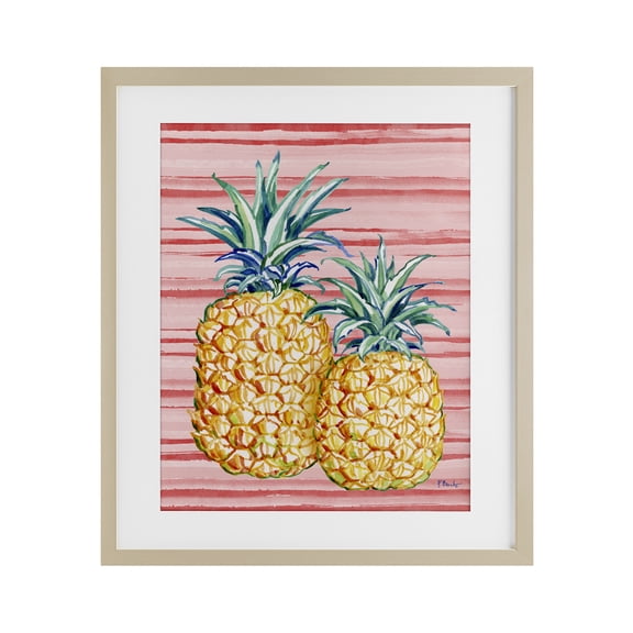 Stupell Industries Tropical Brushed Pineapple Birch Framed Print Under Glass design by Paul Brent, 21 x 17