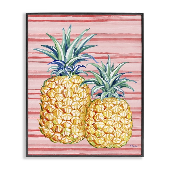 Stupell Industries Tropical Brushed Pineapple Black Framed Giclee Art design by Paul Brent, 14 x 11