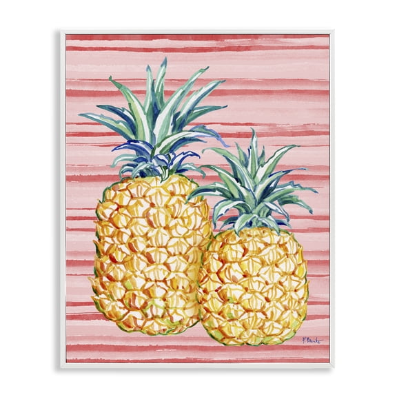 Stupell Industries Tropical Brushed Pineapple White Framed Giclee Art design by Paul Brent, 20 x 16