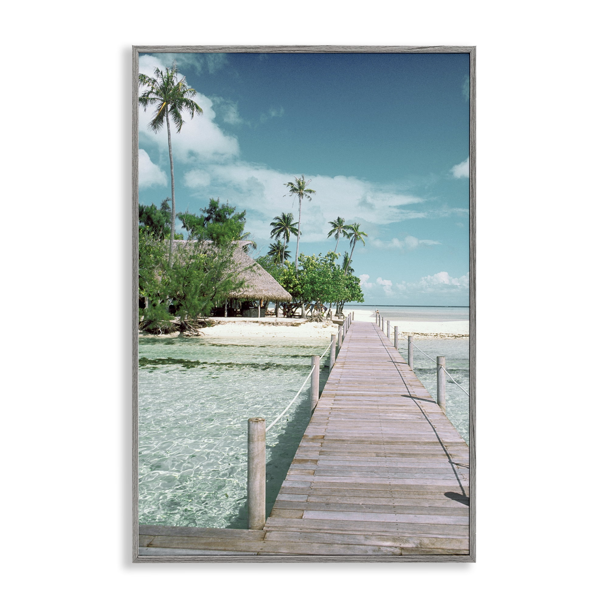 Stupell Industries Tropical Bungalow Bridge Nautical & Beach Photography Gray Framed Art Print Wall Art, 20 x 30