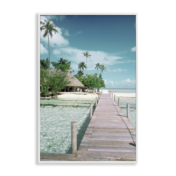 Stupell Industries Tropical Bungalow Bridge Nautical & Beach Photography White Framed Art Print Wall Art, 20 x 30