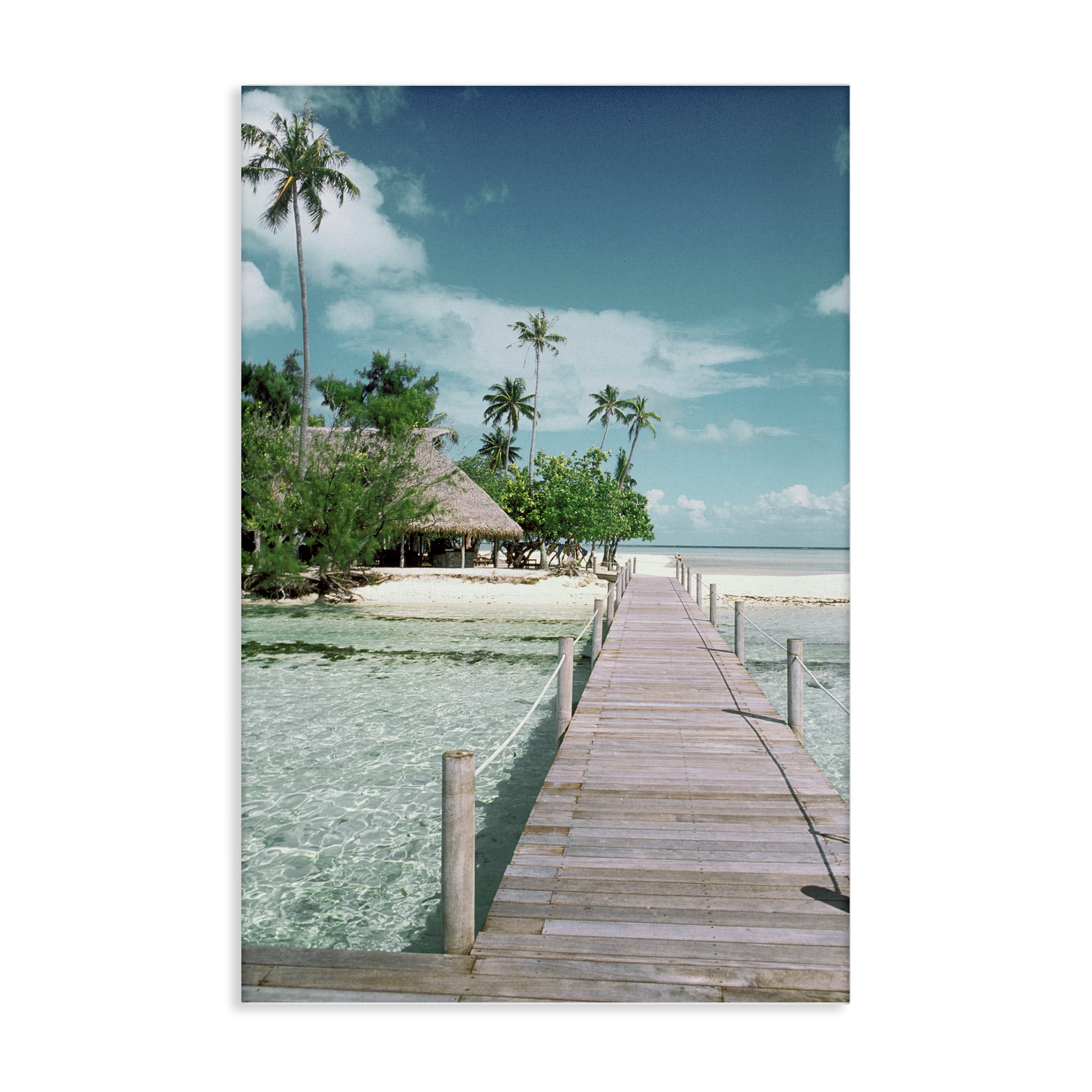 Stupell Industries Tropical Bungalow Bridge Nautical & Beach Photography Wrapped Canvas Art Print Wall Art, 16 x 24