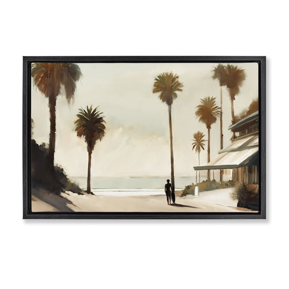 Stupell Industries Coastal Tropical Café Del Mar Black Floating Frame Canvas Art, 25 x 17, by Noah Bay