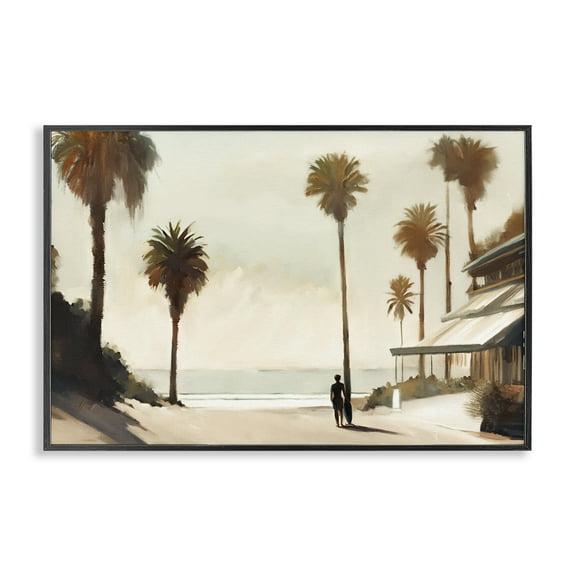 Stupell Industries Tropical Café Del Mar Landscape & Nature Painting Black Framed Art Print Wall Art, 18 x 12