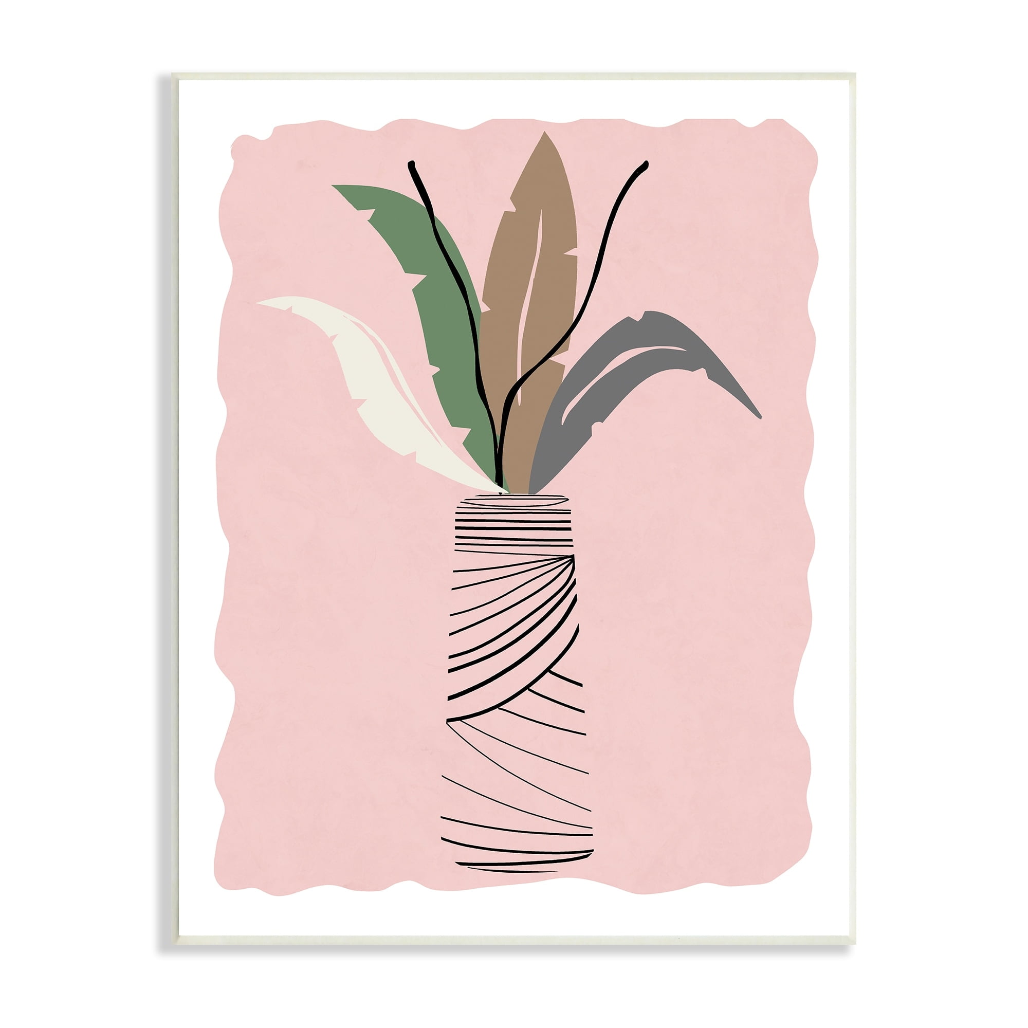 Stupell Industries Tropical Calathea Vines Modern Abstract Line Art Jar,10 x 15, Design by Daniela Santiago