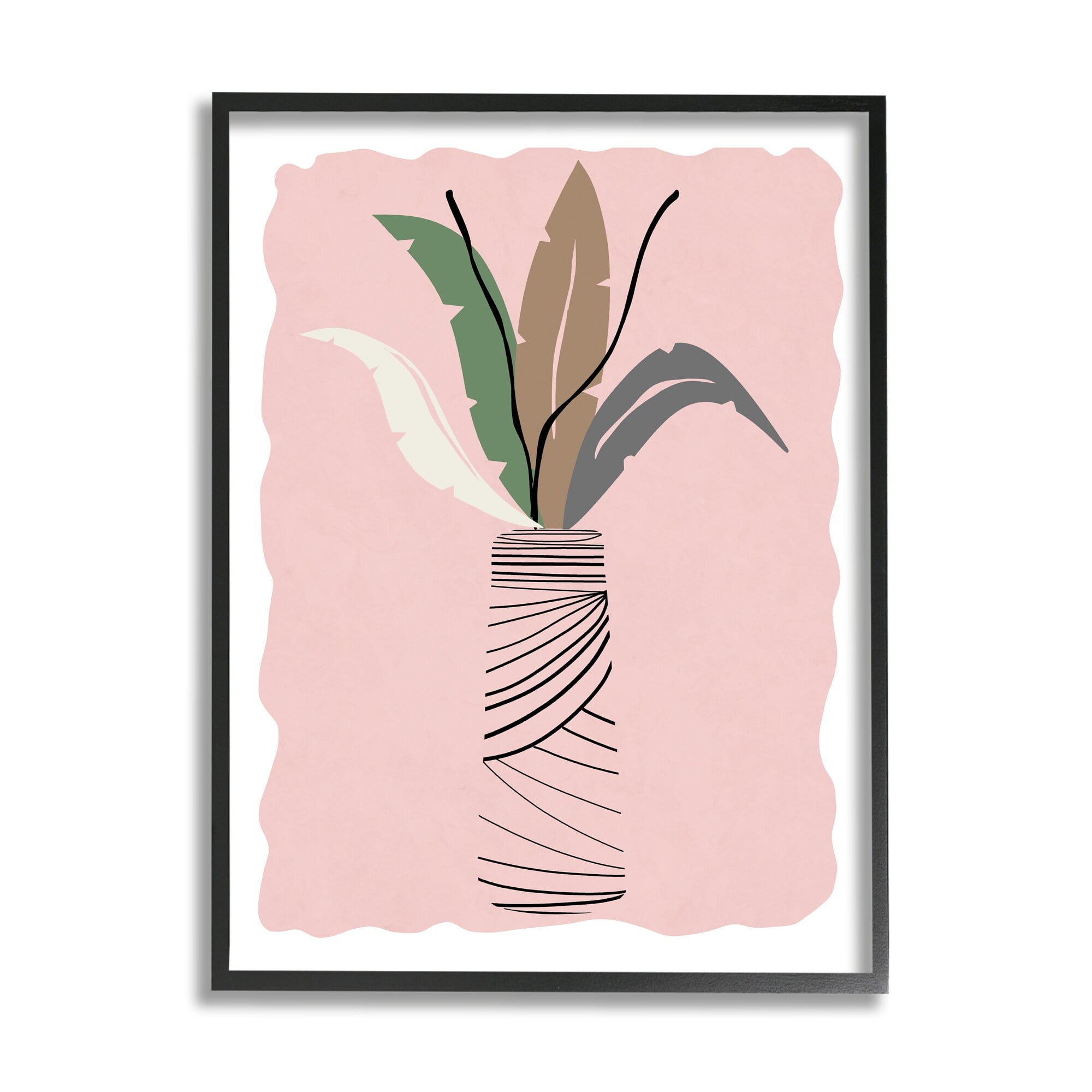Stupell Industries Tropical Calathea Vines Modern Abstract Line Art Jar,11 x 14, Design by Daniela Santiago