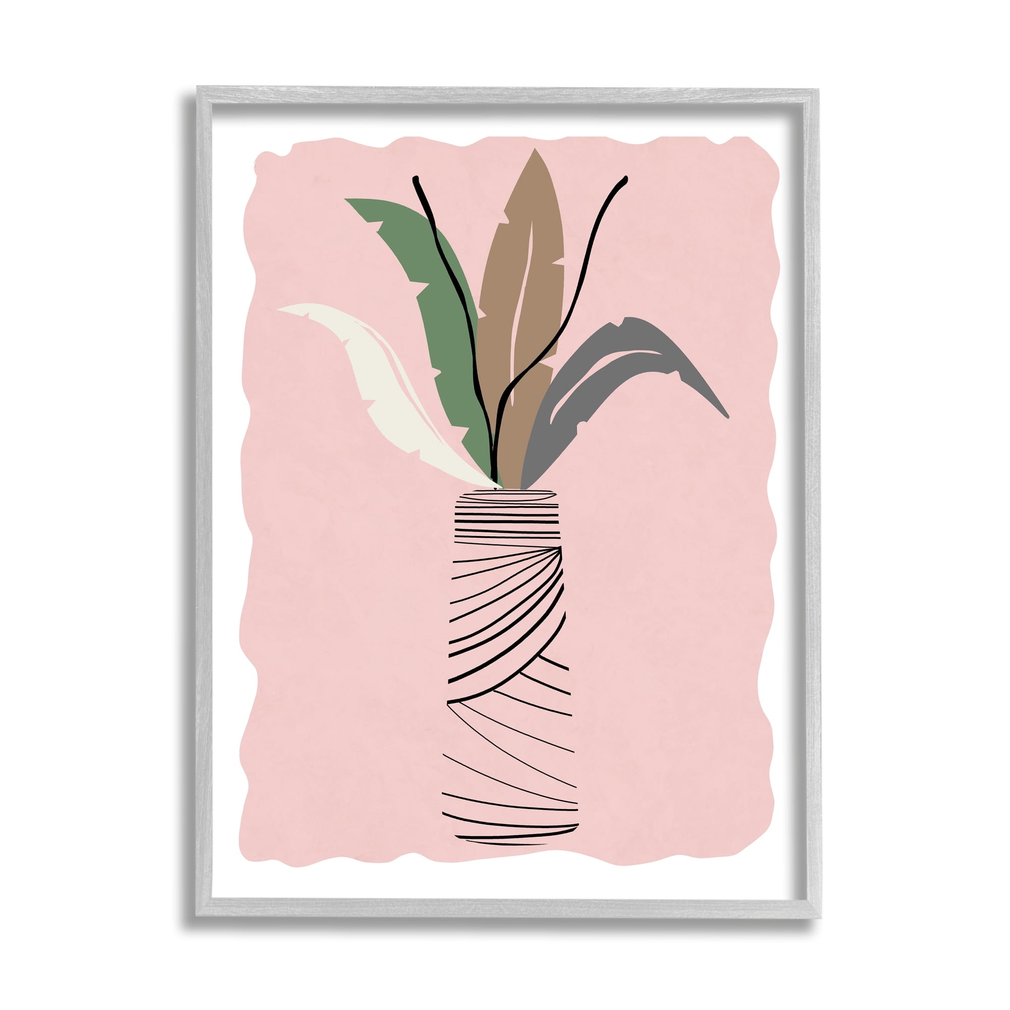 Stupell Industries Tropical Calathea Vines Modern Abstract Line Art Jar,24 x 30, Design by Daniela Santiago