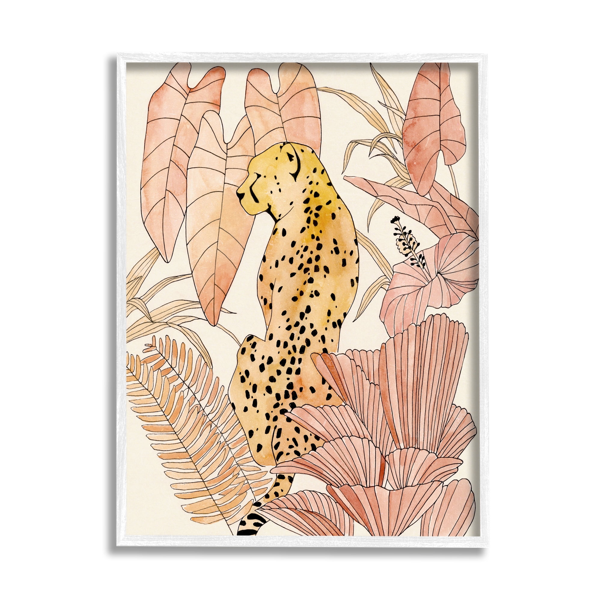 Stupell Industries Tropical Cheetah Blush Forest Palm Fern Fronds, 11 x 14, Design by Annie Warren
