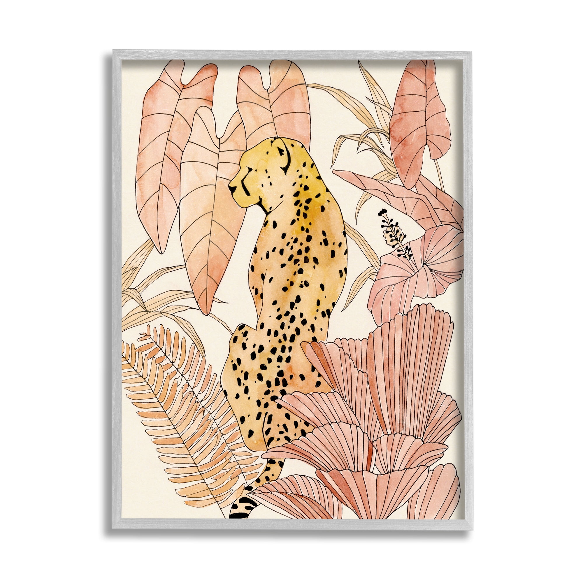 Stupell Industries Tropical Cheetah Blush Forest Palm Fern Fronds, 11 x 14, Design by Annie Warren
