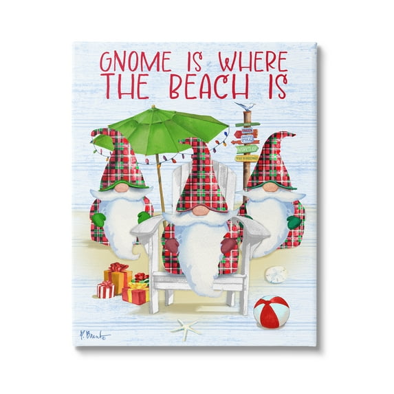 Stupell Industries Tropical Christmas Gnomes Holiday Painting Gallery Wrapped Canvas Print Wall Art, 16 x 20