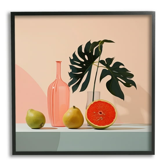 Stupell Industries Tropical Citrus Still Life Botanical & Floral Painting Black Framed Art Print Wall Art, 12 x 12