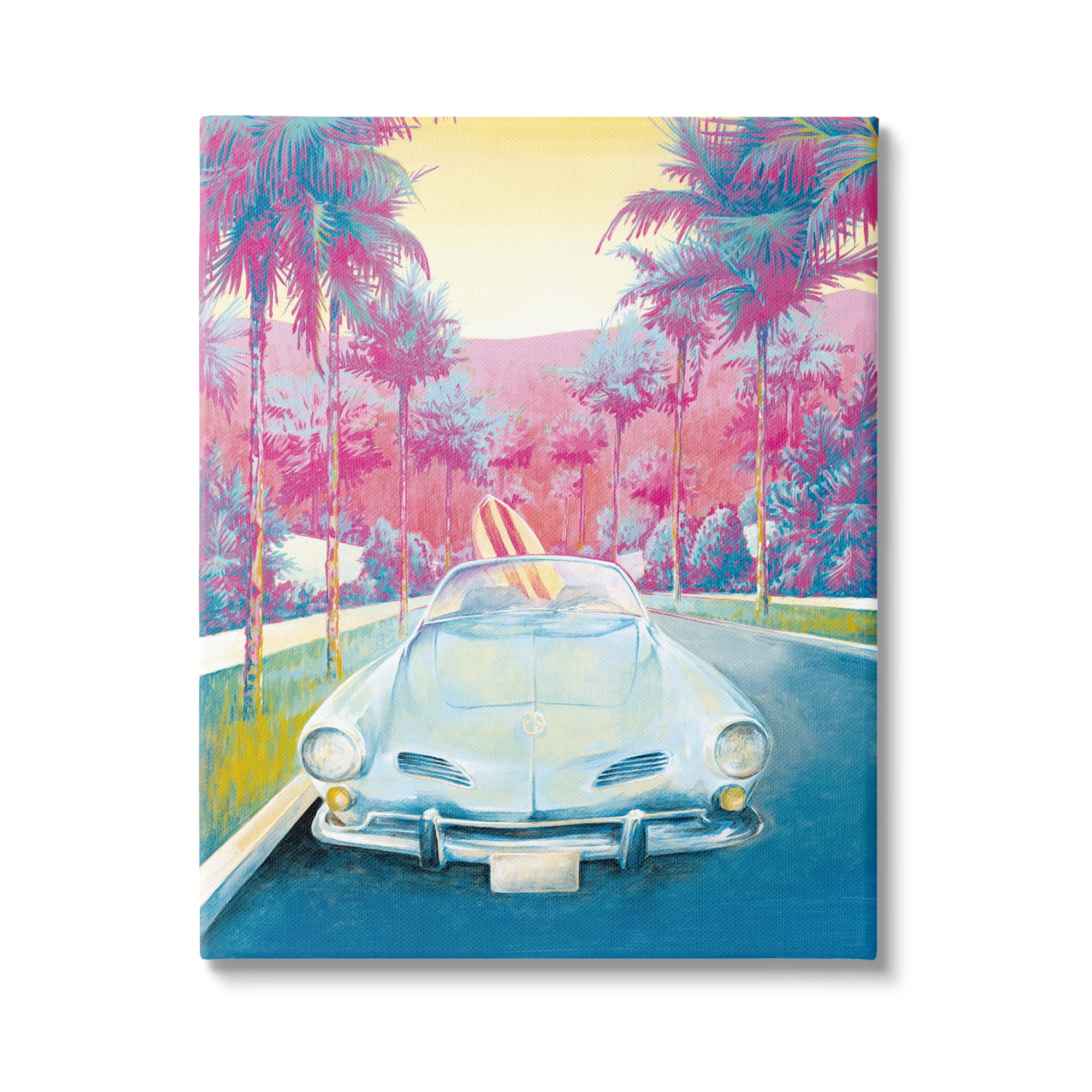 Stupell Industries Tropical Classic Car Transportation Painting Gallery Wrapped Canvas Art Print Wall Art, 24 x 30