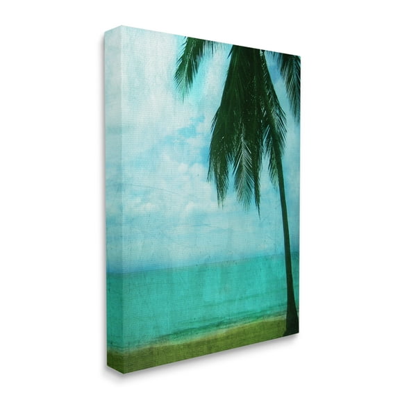 Stupell Industries Tropical Coast Palm Tree Silhouette Distressed Scratch Pattern, 24 x 30, Design by Ashley Calhoun