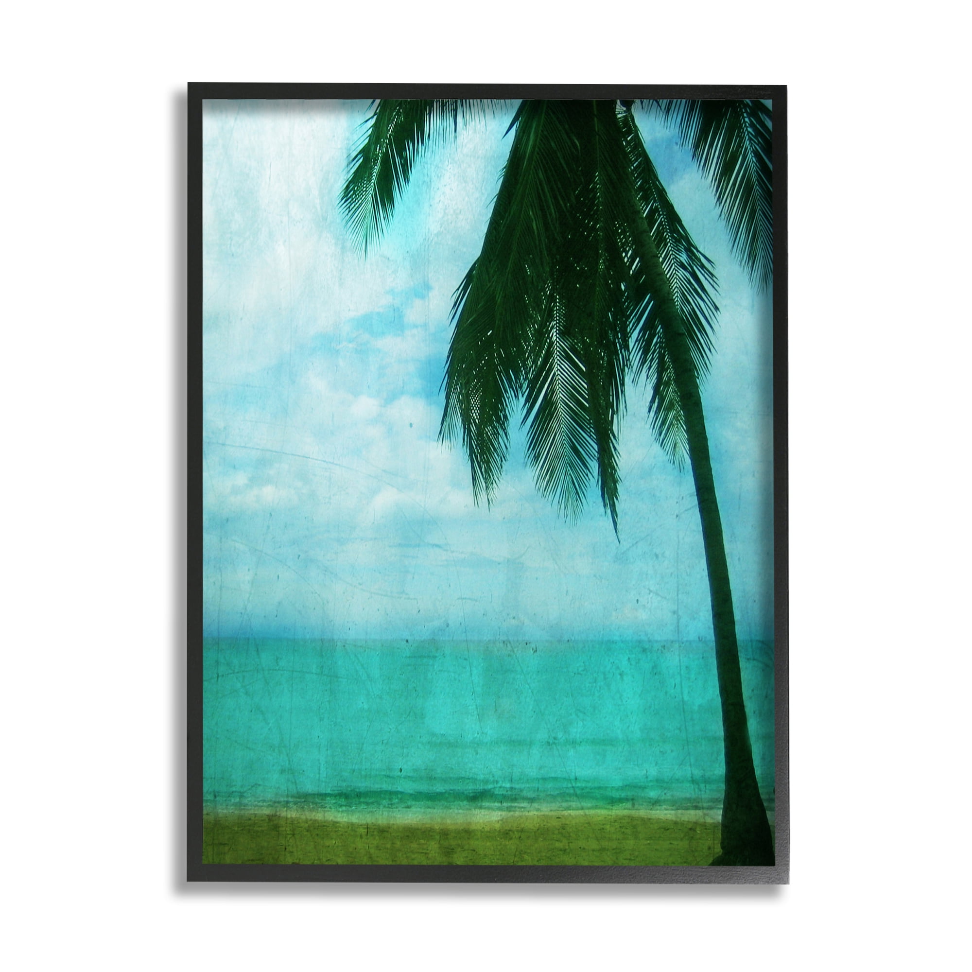 Tropical Coast Palm Tree Silhouette Distressed Canvas Print, 24" x 30"
