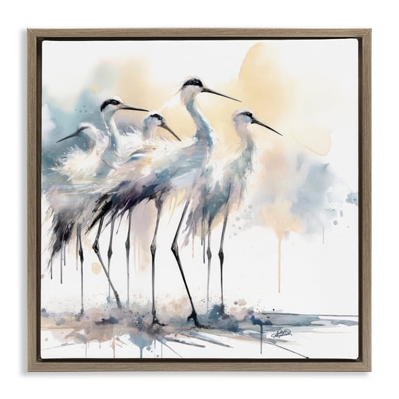 Stupell Industries Tropical Coastal Serenity Sea Birds Brown Floating Frame Canvas Art, 25 x 25, by Sally Kaye Barlow/Makaio Design