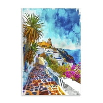 Stupell Industries Tropical Coastal Town Cities & Countries Painting Unframed Art Print Wall Art, 10 x 15