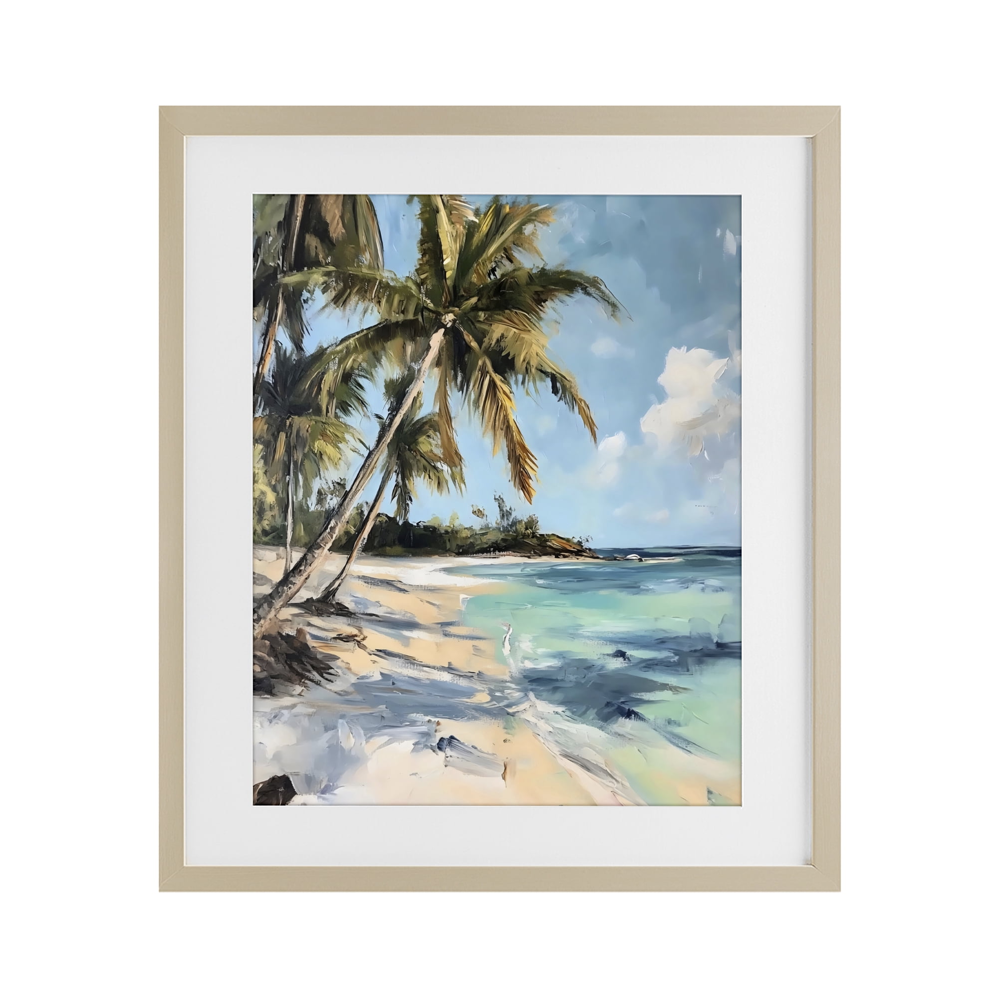 Stupell Industries Tropical Coastline Palm Frond Shadows Birch Framed Print Under Glass, design by Franklyn Gregory