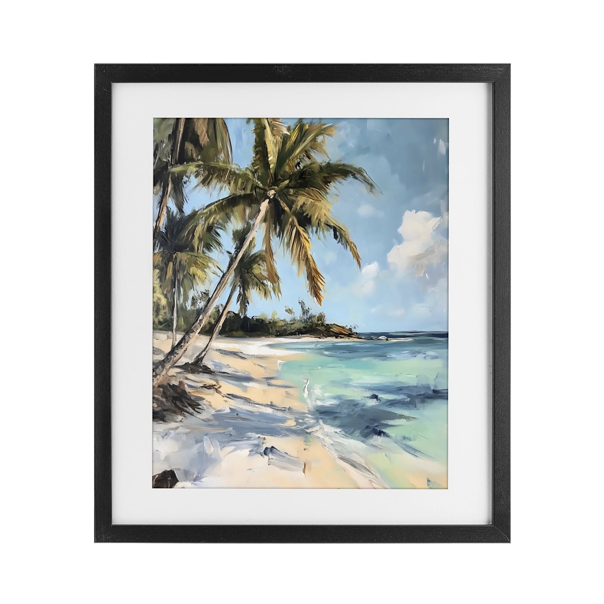 Stupell Industries Tropical Coastline Palm Frond Shadows Black Framed Print Under Glass, design by Franklyn Gregory