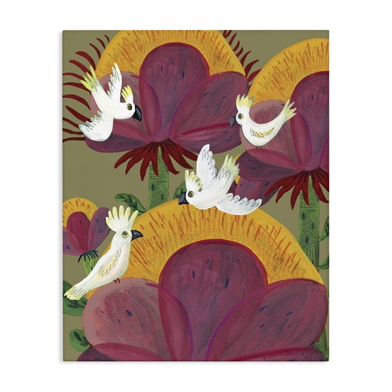 Stupell Industries Bohemian Tropical Cockatoos & Plants Canvas Art, 16 x 20, by Kay Widdowson