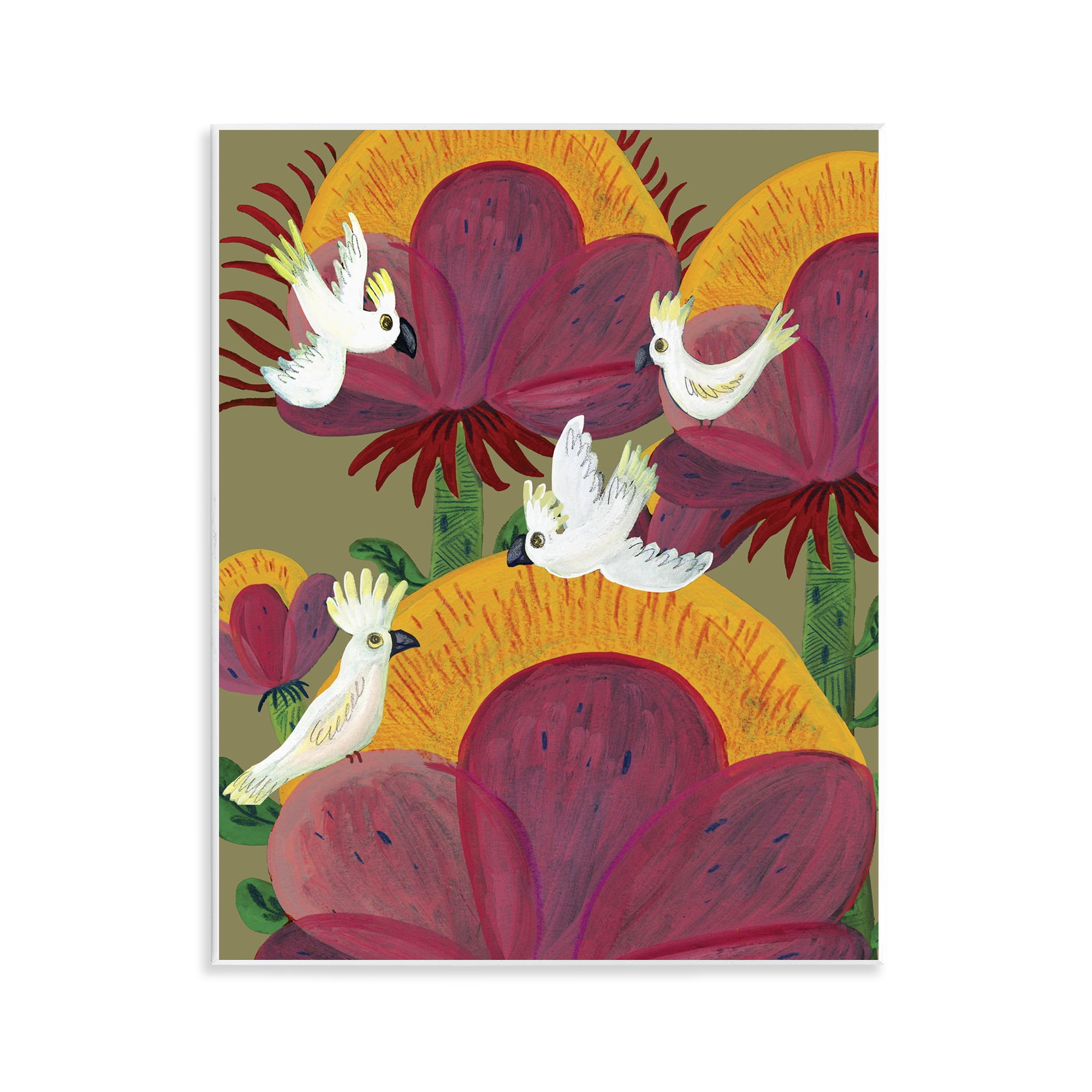 Stupell Industries Tropical Cockatoos & Plants Wall Plaque Art, design by Kay Widdowson